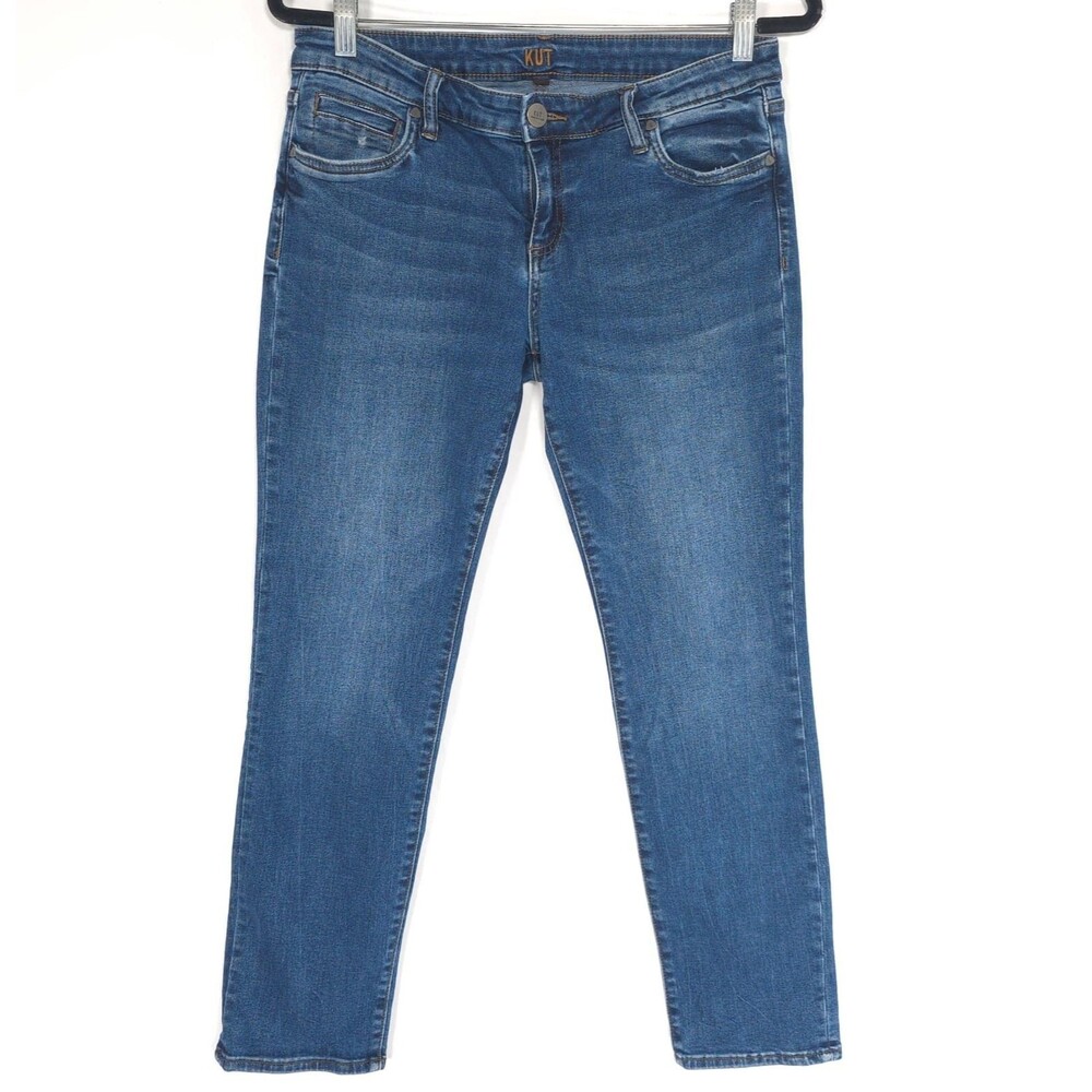 KUT FROM THE KLOTH Boyfriend Jeans Blue Denim Stretch Petite 8 Mid Rise SP094PF3